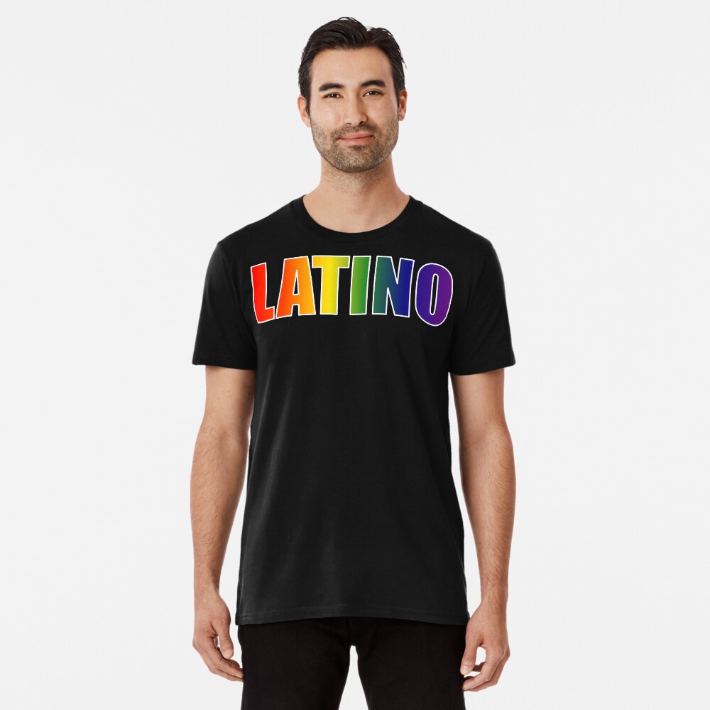 Latino Rainbow Text Gradient LGBT Pride Premium T-Shirt