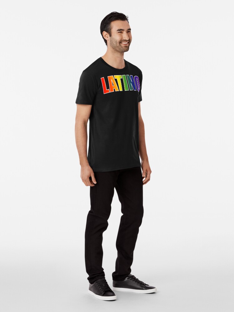 Alternate view of Latino Rainbow Text Gradient LGBT Pride Premium T-Shirt