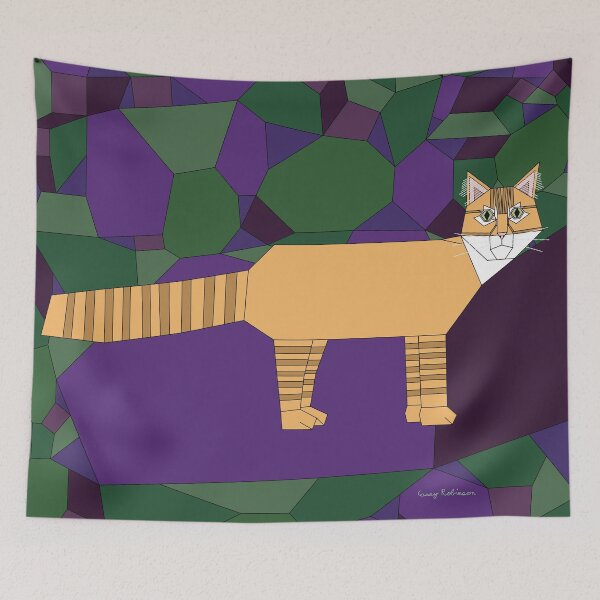 Item preview, Geometric Orange Domestic Medium Hair Cat designed and sold by Caseymakesart.
