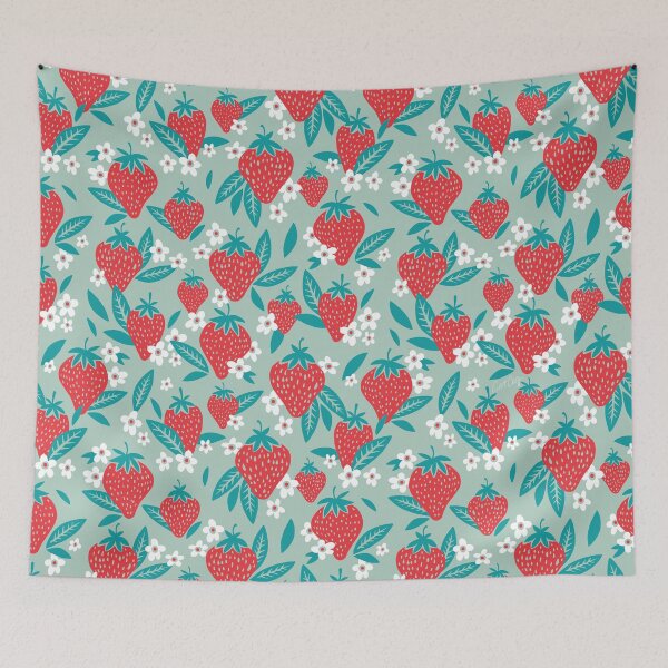 Item preview, Strawberry Blooms – Mint designed and sold by Cat Coquillette.