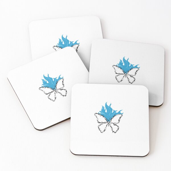 Aperçu de l'œuvre fil de fer barbelé bleu flammé papillon créée et vendue par mariettew.