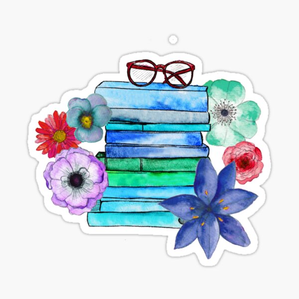Books and flowers  Sticker