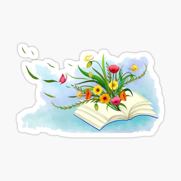 Flowers growing from book Sticker