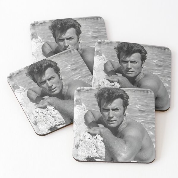 Item preview, Clint Eastwood at Pool, Black and White Vintage Art designed and sold by modernretro.