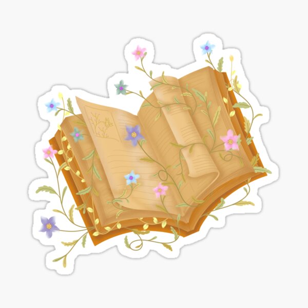 Flowers growing from Book Sticker