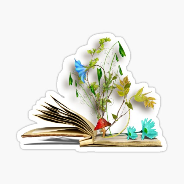 flowers growing from Book Sticker