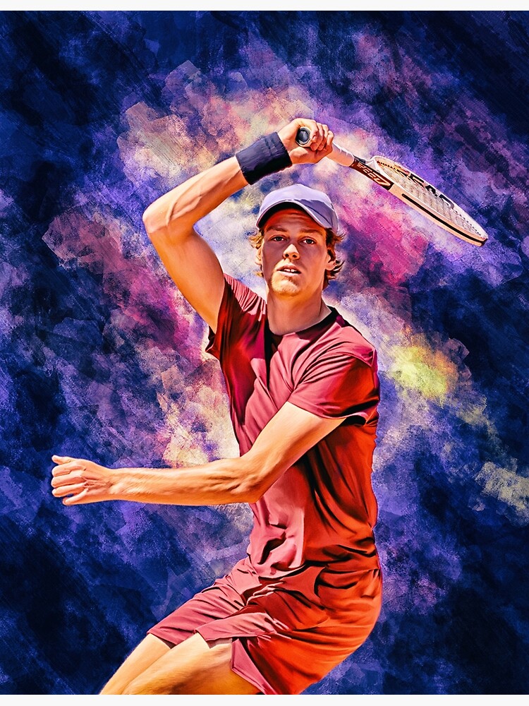 Jannik Sinner plays forehand. Digital artwork print poster. Tennis ATP fan  art gift. Premium Matte Vertical Poster sold by Brian Boyd, SKU 41445816
