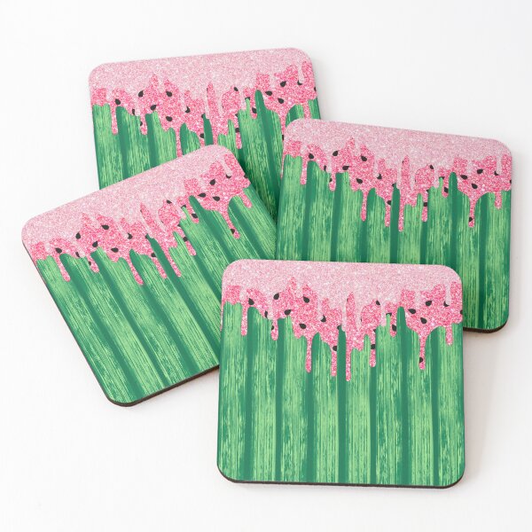 Item preview, Watermelon Watercolor Summer Glam Glitter Pink Drips designed and sold by ChicoryJunction.