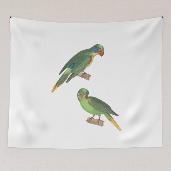 Item preview, Vintage illustration green parrots designed and sold by BirbFriends.