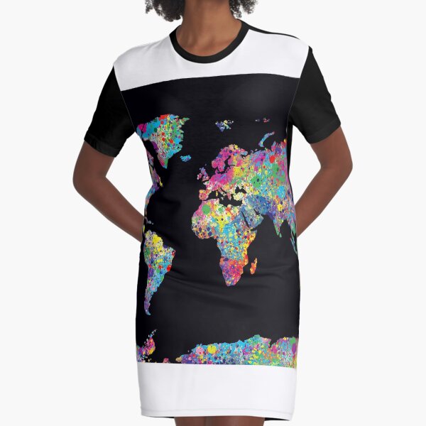 world map Graphic T-Shirt Dress