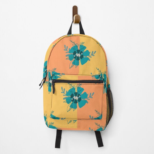 Item preview, Blue flowers in yellow and orange background pattern designed and sold by MarvelousMau.
