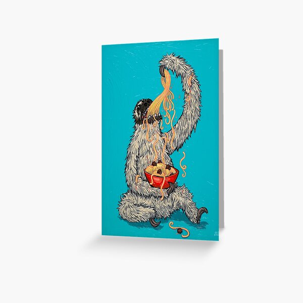 A Sloth Eating Spaghetti Greeting Card