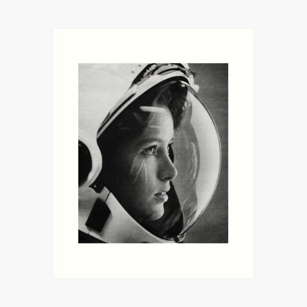 Item preview, Female Astronaut, Black and White, Vintage Art designed and sold by modernretro.