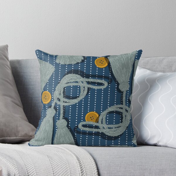 Item preview, Tassels and Buttons on Stripes - Blue, Yellow, Aqua designed and sold by Jasrese.
