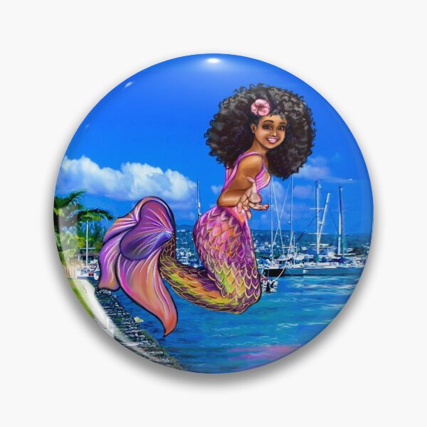 Item preview, Mermaid with big afro hair, diving into the ocean. Black Mermaid. The best Gifts for black women 2022 designed and sold by Artonmytee.