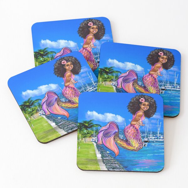 Item preview, Mermaid with big afro hair, diving into the ocean. Black Mermaid. The best Gifts for black women 2022 designed and sold by Artonmytee.