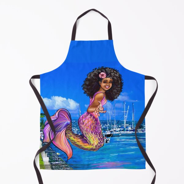 Item preview, Mermaid with big afro hair, diving into the ocean. Black Mermaid. The best Gifts for black women 2022 designed and sold by Artonmytee.