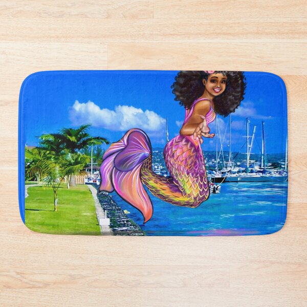 Item preview, Mermaid with big afro hair, diving into the ocean. Black Mermaid. The best Gifts for black women 2022 designed and sold by Artonmytee.