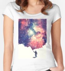 Camiseta entallada de cuello redondo Pintar el universo (arte espacial colorido y negativo)
