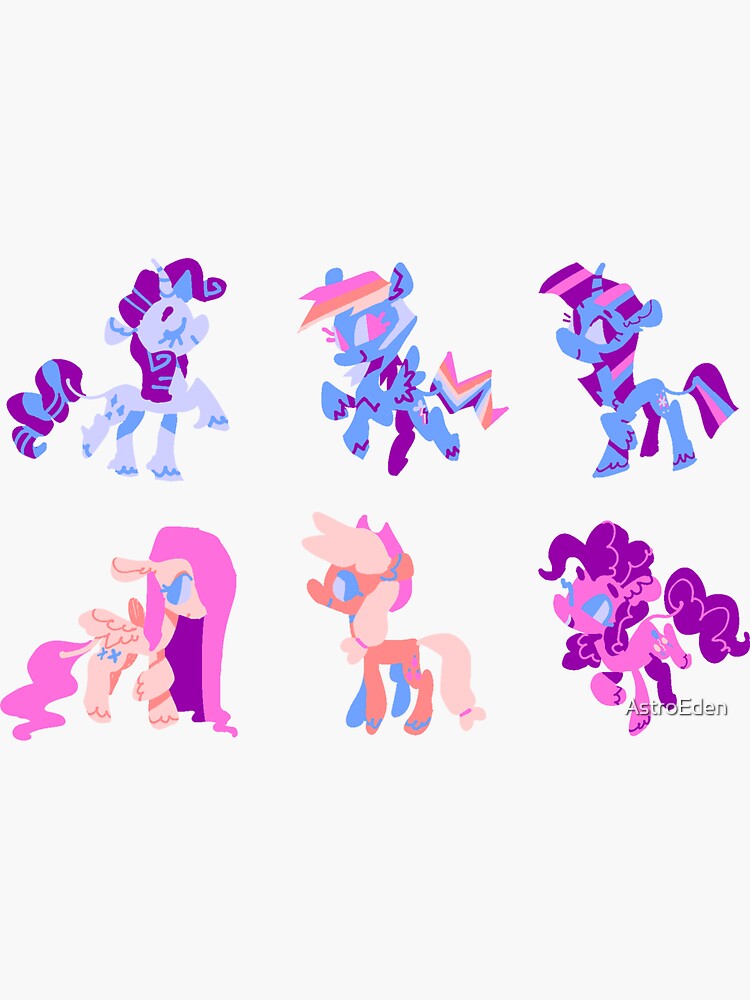 Thumbnail 3 of 3, Sticker, Minimal My Little Pony - Mane Six designed and sold by AstroEden.