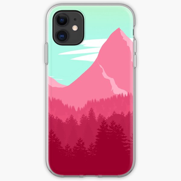 Pink mountain view iPhone Soft Case