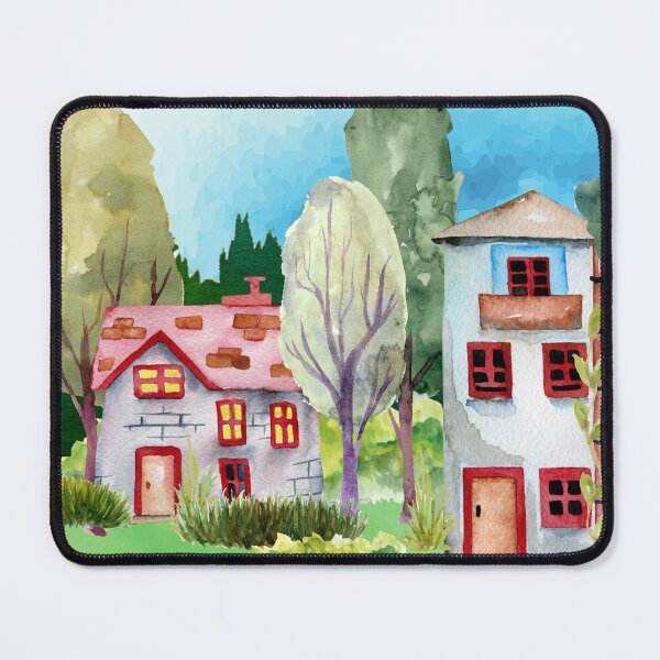 Neighborhood in watercolor Mouse Pad