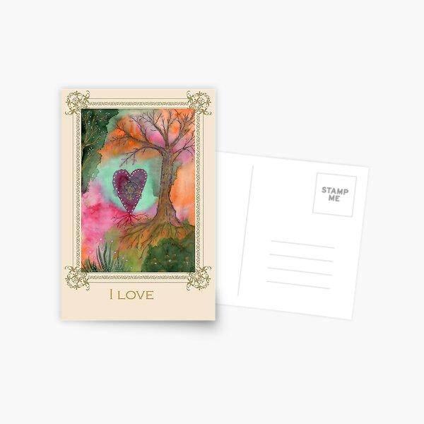 I love -Tree affirmation card Postcard
