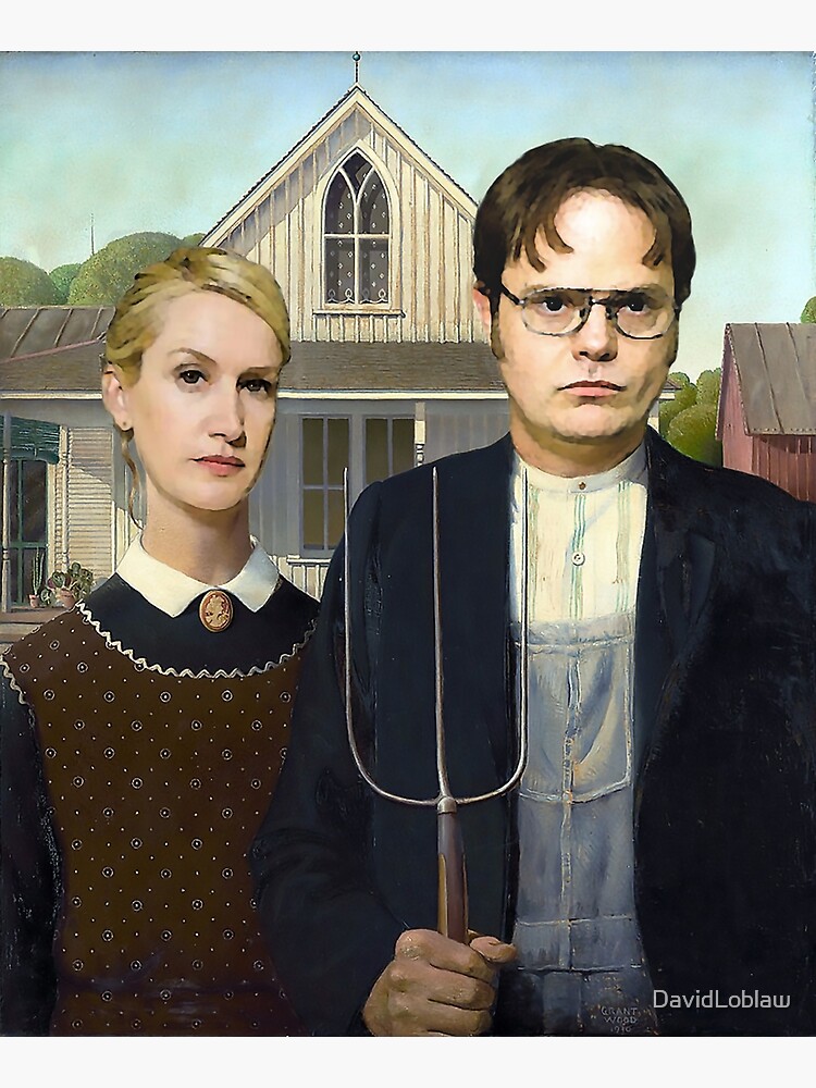 Dwight and Angela American Gothic by DavidLoblaw