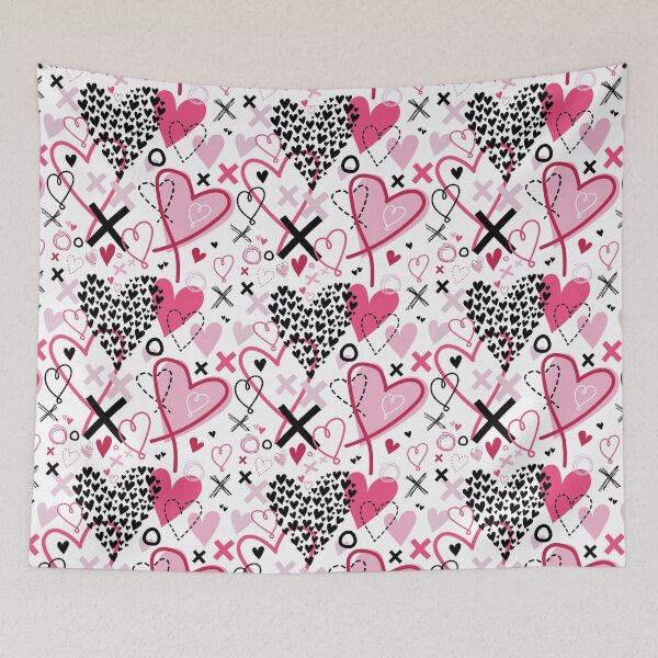 Item preview, White n Pink Funky Hearts Valentine Pattern  designed and sold by Moyanana.