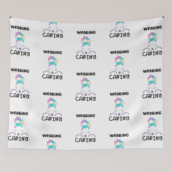 Item preview, Wearing is Caring, Wear a Mask, Cute Unicorn with Mask, Unicorn Lover Gift designed and sold by 732Studio.
