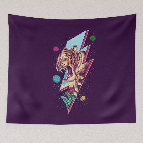 Item preview, Powerful yet Colorful Tiger Eating Planets designed and sold by monochromefrog.