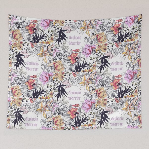 Aperçu de l'œuvre Motif floral guerrier scoliose (police lavande) créée et vendue par hopescoliosis.