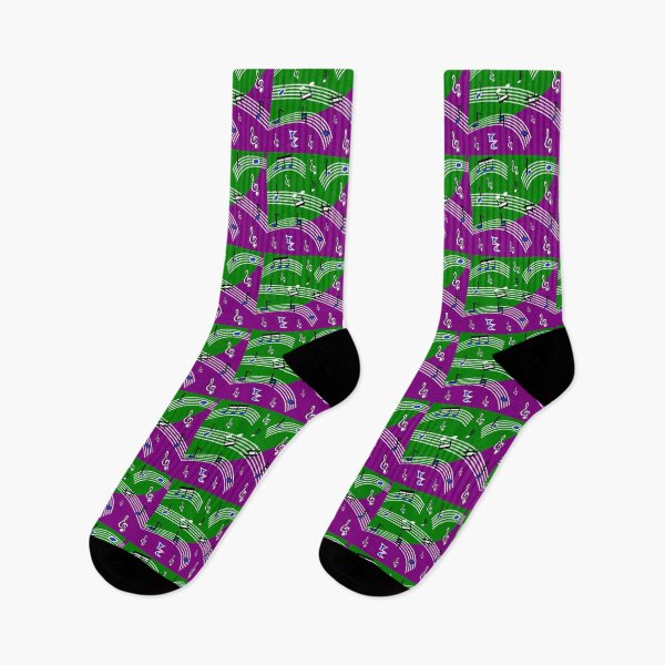 Item preview, Music Symbols on Curved Music Bars against a Green Purple Background designed and sold by ThisNThatImages.