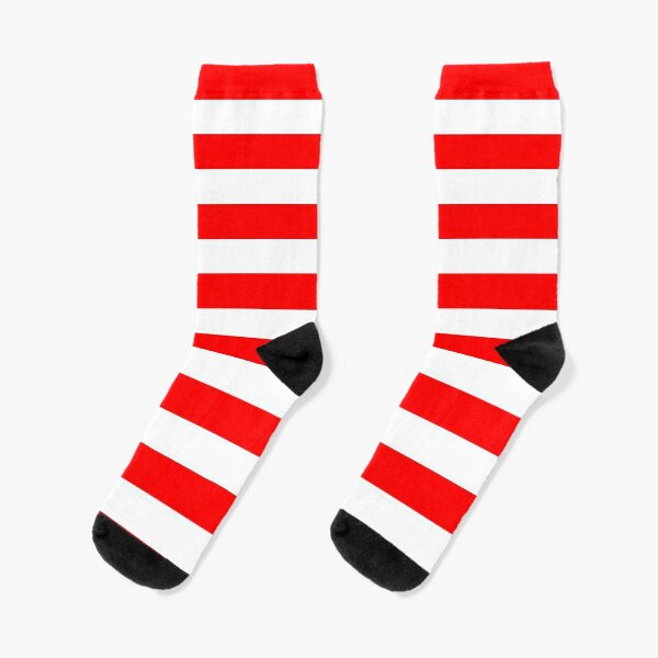 Men's Red and White Striped Socks