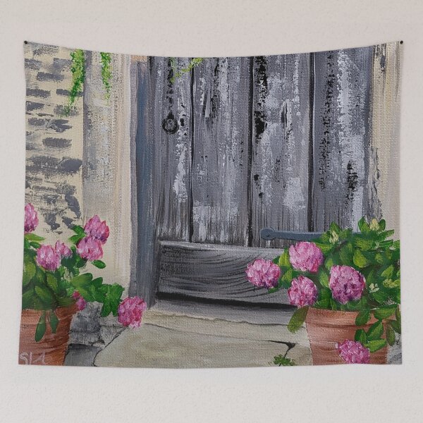 Item preview, Rustic Door with Vines & Flower Pots designed and sold by SAArtist.
