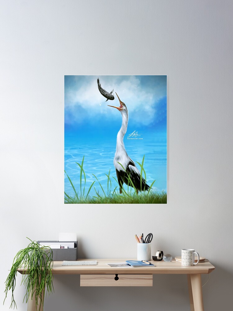 Thumbnail 1 of 3, Poster, Digital Heron designed and sold by wayneflint.