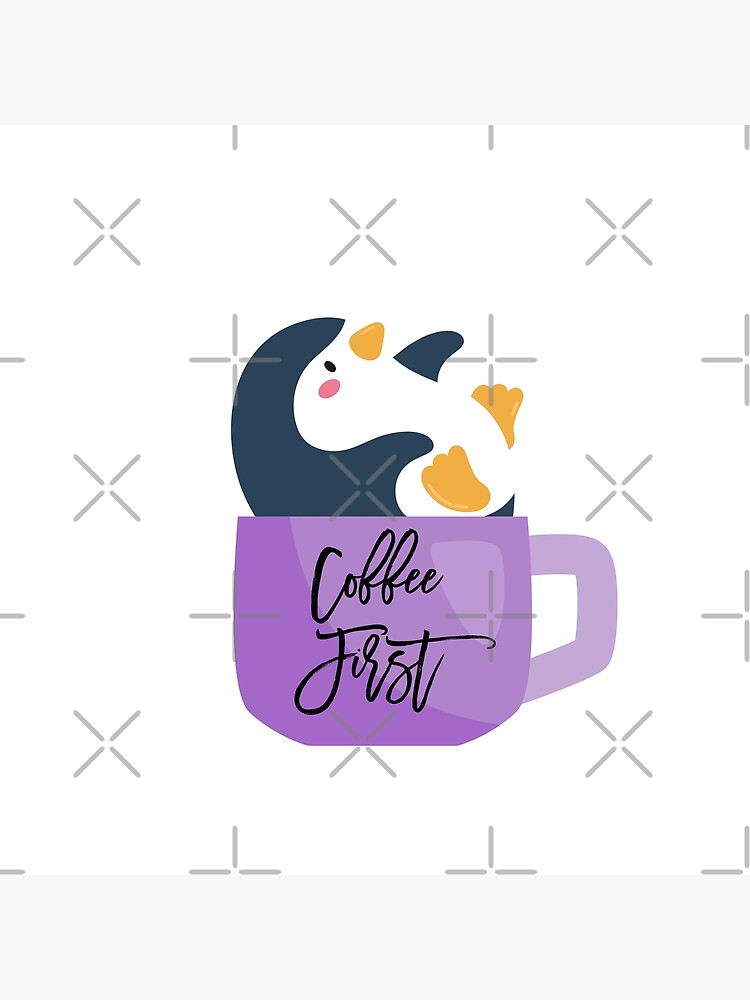 "Penguin Drinking Coffee" Poster for Sale by yehdesign | Redbubble
