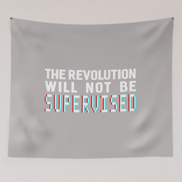 Item preview, The revolution will not be supervised, white font (3D) designed and sold by perceptron.