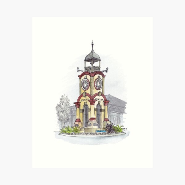 Hokitika Clocktower Watercolour Art Print