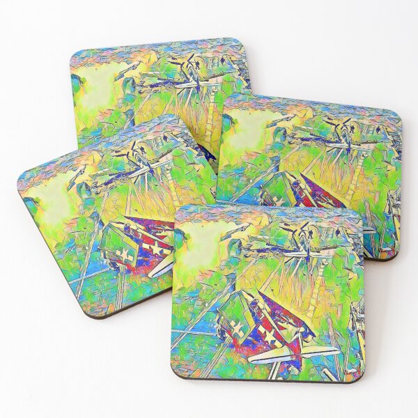 Item preview, Cartoon pastel design depicting a Japanese kamikaze aircraft has just struck the deck Saratoga on Feb. 21, 1945.  designed and sold by CristalleLisa.