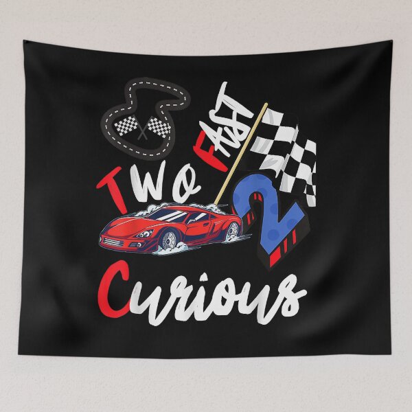 Item preview, Kids Two Fast 2 Curious Racing 2nd Birthday Boy Top Birthday designed and sold by TheSpottedDogAp.