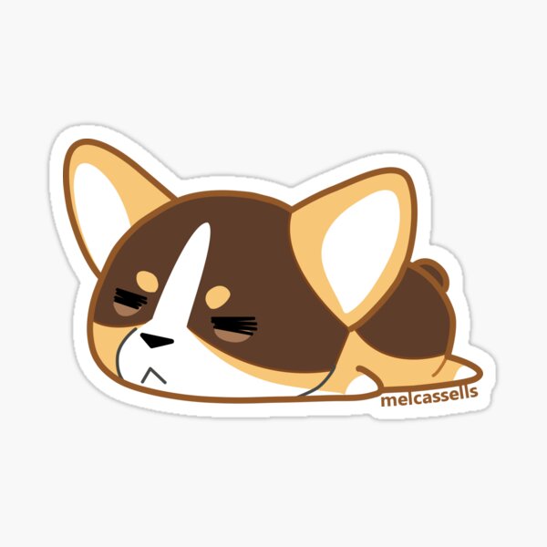 Sleepy Corgi - Tri Color Sticker