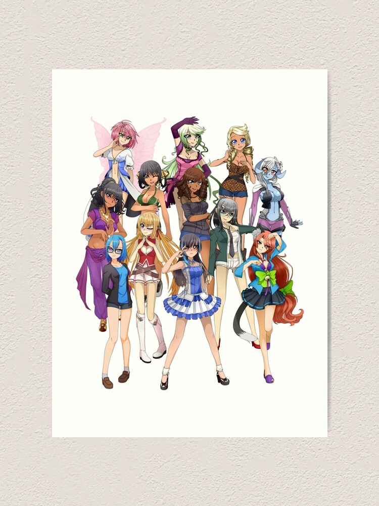 "HuniePop Group" Art Print for Sale by linamomokoart | Redbubble