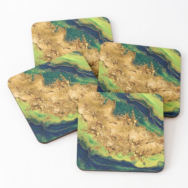 Item preview, Jade Green and Bronze Gold Abstract designed and sold by k9printart.