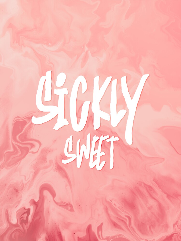 sickly-sweet-word-art-with-pink-marble-background-sticker-for-sale