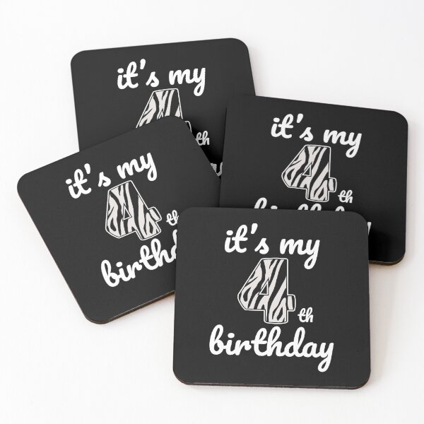 Item preview, Its my birthday, 4th Birthday Zebra Print, Kid Zebra 4th Birthday, 4 Years Old Wild Animal, Number Four Safari Zoo designed and sold by singRsong.