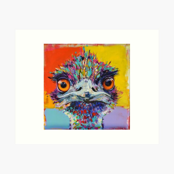The One Minute Mile - Emu Painting by cat Leonard Art Print