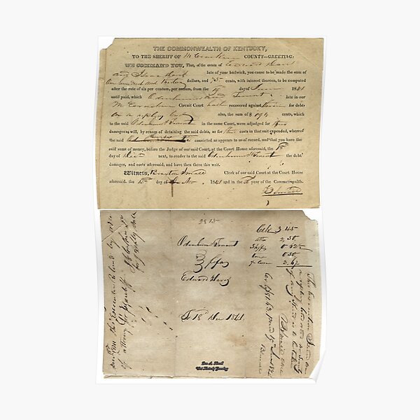 1841, DAVIS AND TENENT, MCCRACKEN COUNTY, KENTUCKY Poster