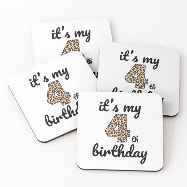 Item preview, Its my birthday, 4th Birthday Leopard Print, Kid Leopard 4th Birthday, 4 Years Old Wild Animal, Number Four Safari Zoo designed and sold by singRsong.