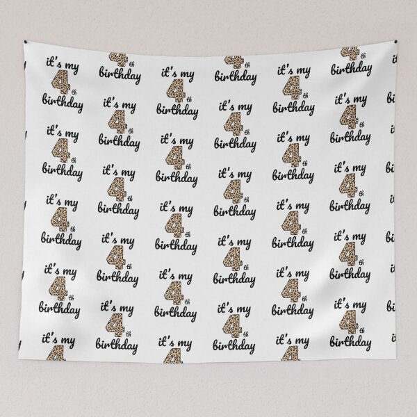 Item preview, Its my birthday, 4th Birthday Leopard Print, Kid Leopard 4th Birthday, 4 Years Old Wild Animal, Number Four Safari Zoo designed and sold by singRsong.